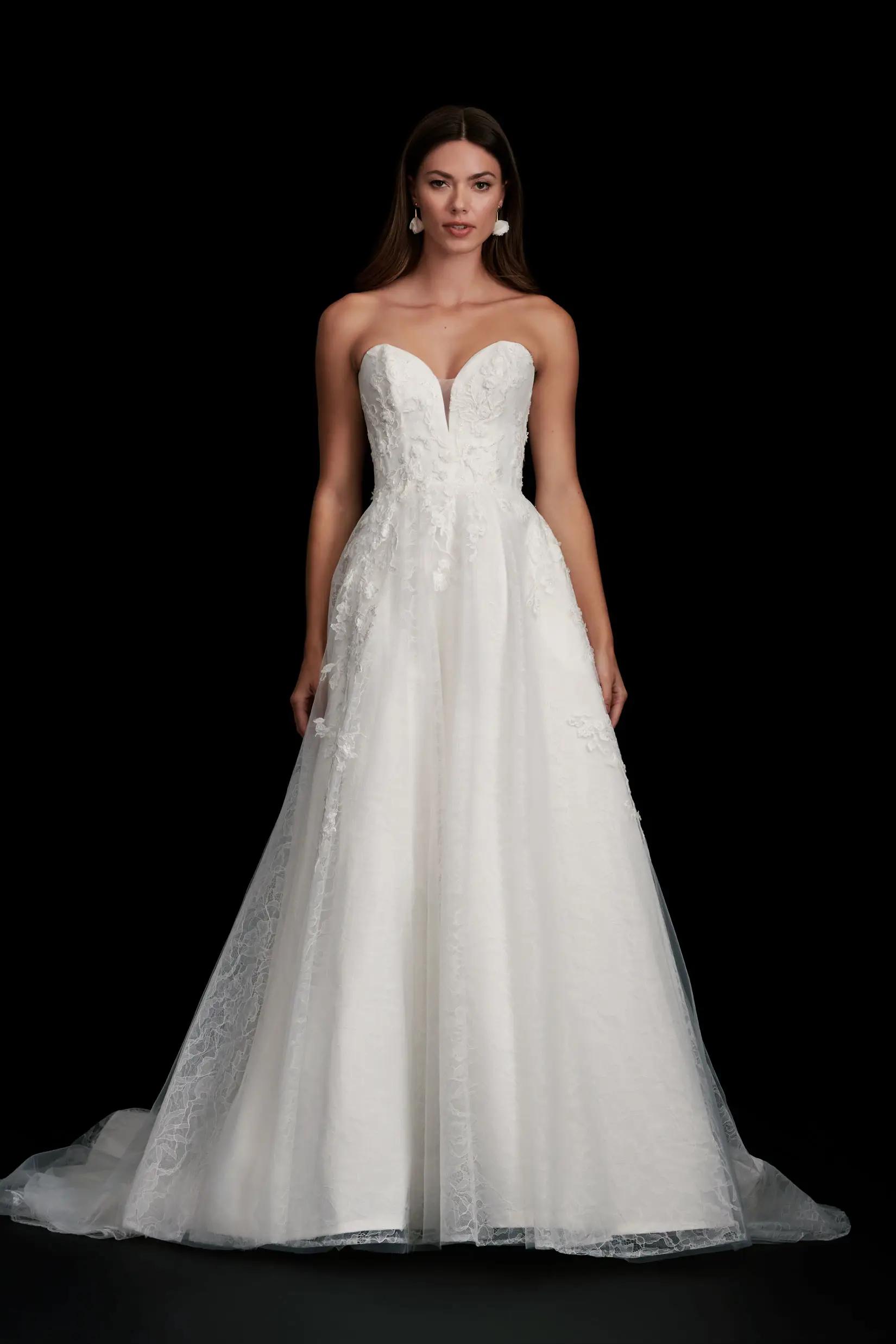 Adela lace sweetheart ballgown wedding dress in tulle by Kelly Faetanini in Columbus, Ohio