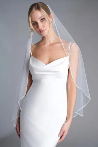 Thanks & Goodluck Beaded and Pearl Edge Fingertip Length Veil TG1011L037 #2 Ivory thumbnail