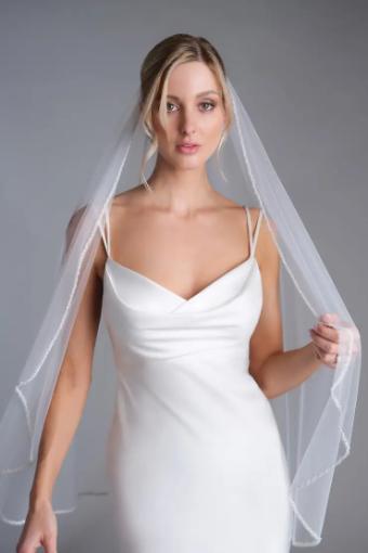 Thanks & Goodluck Beaded and Pearl Edge Fingertip Length Veil TG1011L037 #3 Ivory thumbnail