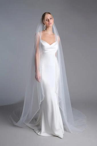 Thanks & Goodluck Cathedral Length Veil with Beaded and Sequined Edge #4 Ivory thumbnail