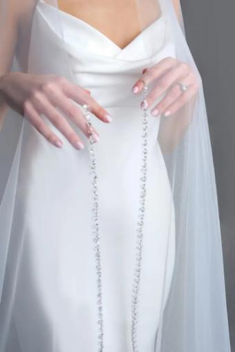 Thanks & Goodluck Cathedral Length Veil with Beaded and Sequined Edge #3 Ivory thumbnail