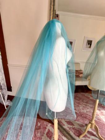 Characters Exclusives Classic Slim Cathedral Length Veil with blusher in color #3 default Blue thumbnail