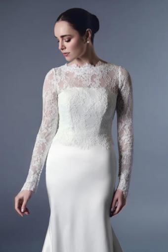 Thanks & Goodluck Long Sleeve Alencon Lace Jacket with Illusion Sabrina Neckline TG1058 #0 default Ivory thumbnail